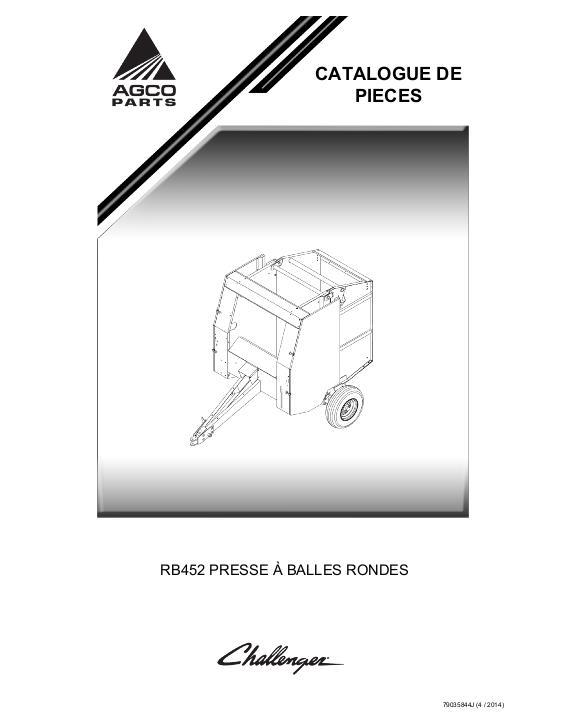 AGCO RB452 Round Baler Parts Book 79035844J French