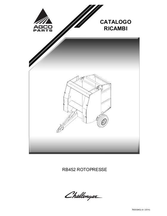 AGCO RB452 Round Baler Parts Book 79035845J Italian