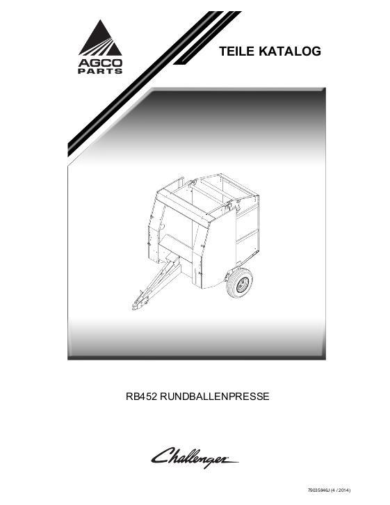 AGCO RB452 Round Baler Parts Book 79035846J German