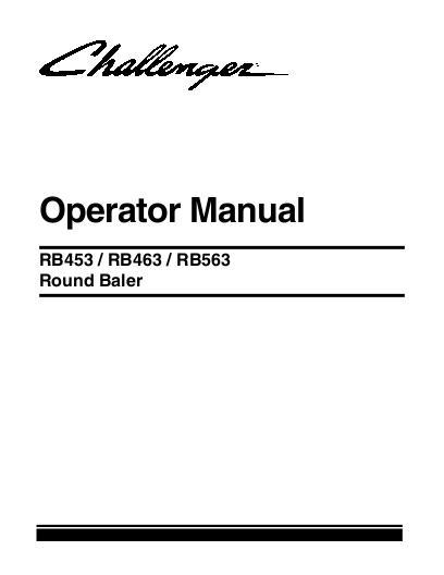 AGCO RB453 RB463 RB563 Round Baler Operator Manual 700728455D English