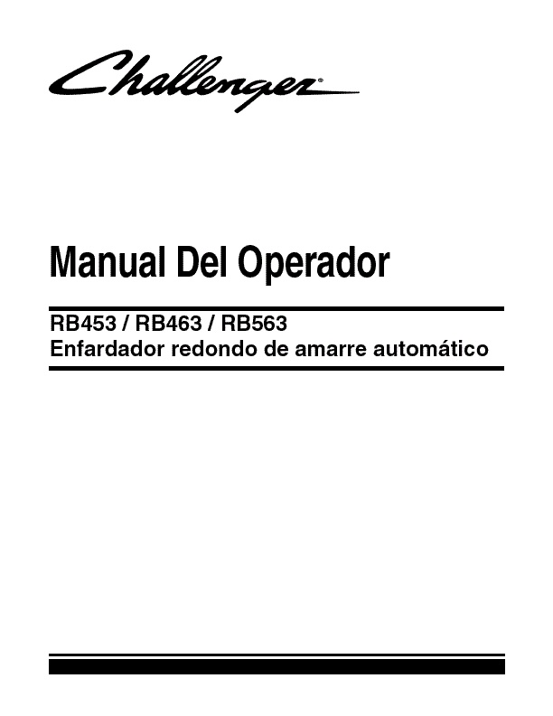 AGCO RB453 RB463 RB563 Round Baler Operator Manual 700728464D Spanish