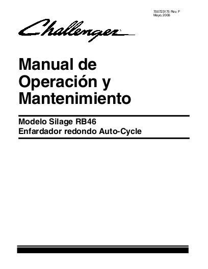 AGCO RB46 RB56 Round Baler (Auto-Cycle) Operator Manual 700723175F Spanish