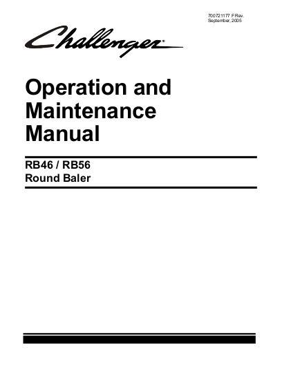 AGCO RB46 RB56 Round Baler Operator Manual 700721177F English