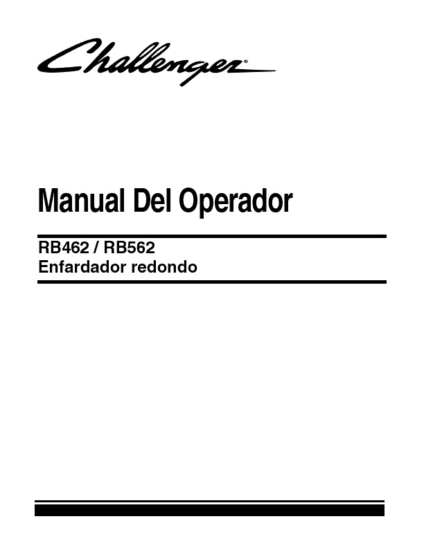 AGCO RB462 RB562 Round Baler Operator Manual 700731416C Spanish