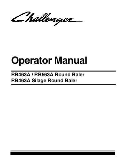 AGCO RB463A RB46B RB563A RB56B Round Baler Operator Manual 700730536D English