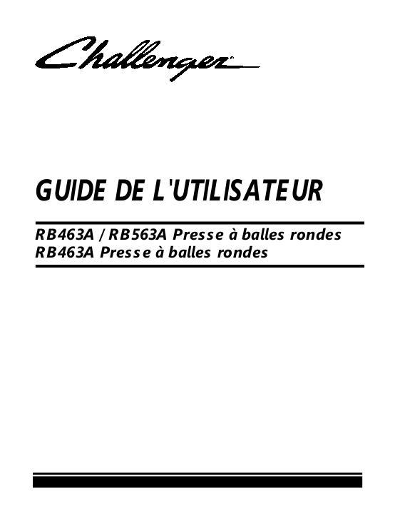 AGCO RB463A RB563A Round Baler Operator Manual 700730537D French