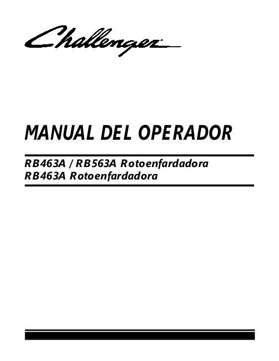 AGCO RB463A RB563A Round Baler Operator Manual 700730538D Spanish