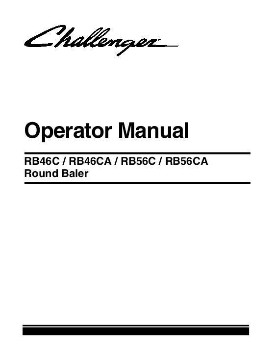 AGCO RB46C RB46CA RB56C RB56CA Round Baler Operator Manual 700734983D English