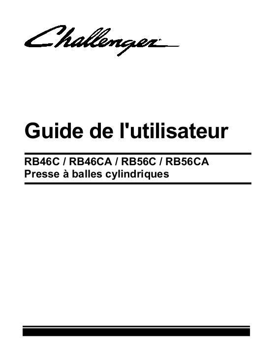 AGCO RB46C RB46CA RB56C RB56CA Round Baler Operator Manual 700734984C French