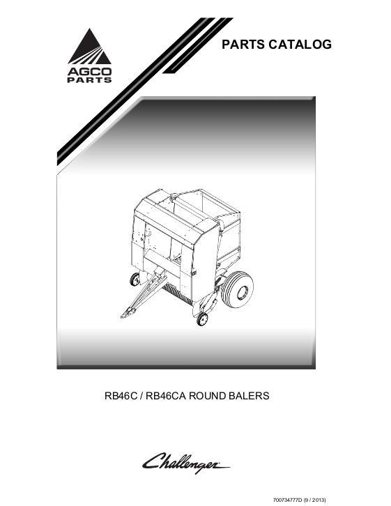 AGCO RB46C RB46CA Round Baler Parts Book 700734777D English