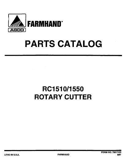 AGCO RC1510 RC1550 Rotary Cutter (1997) Parts Book 79017455 English