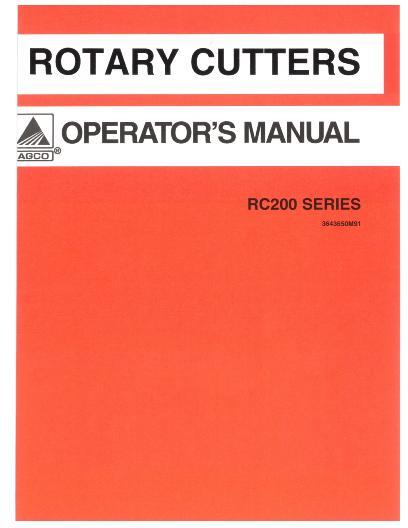 AGCO RC248 RC260 RC272 Rotary Cutter Operator Manual 3643650M91 English