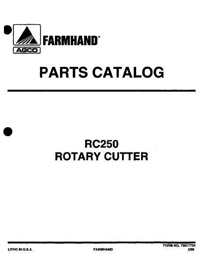 AGCO RC250 Rotary Cutter (1998) Parts Book 79017734 English