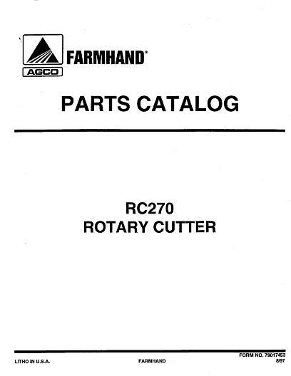 AGCO RC270 Rotary Cutter Parts Book 79017453 English