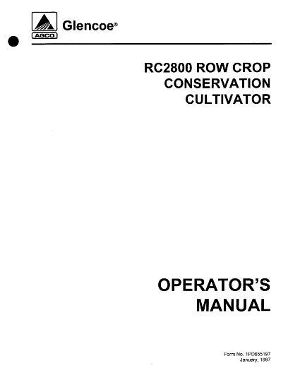 AGCO RC2800 Row Crop Cultivator (1997) Operator Manual 1PD655197 English