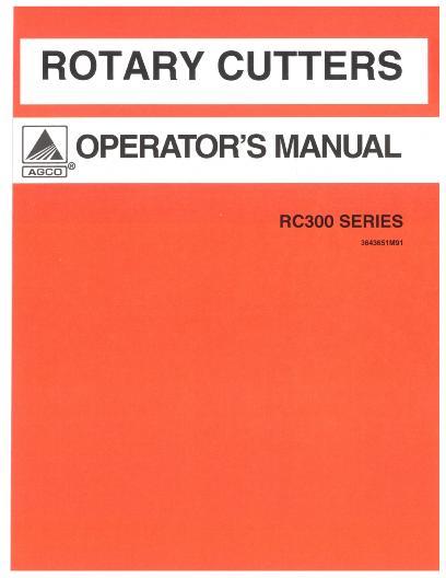 AGCO RC360 RC372 Rotary Cutter Operator Manual 3643651M91 English