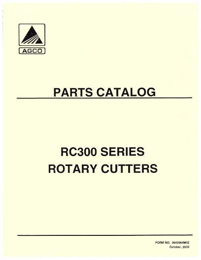 AGCO RC360 RC372 Rotary Cutter Parts Book 3643664M92 English
