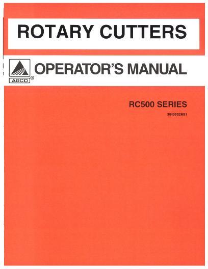 AGCO RC572 RC584 Rotary Cutter Operator Manual 3643652M91 English