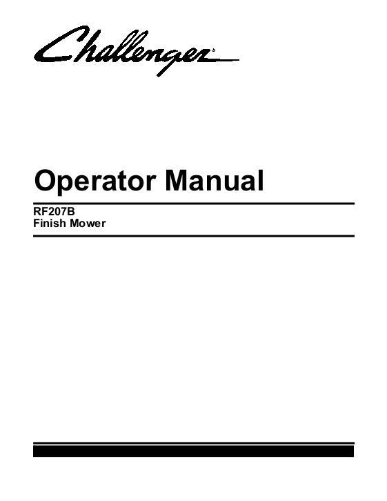 AGCO RF207B Finish Mower Operator Manual 79025160A English
