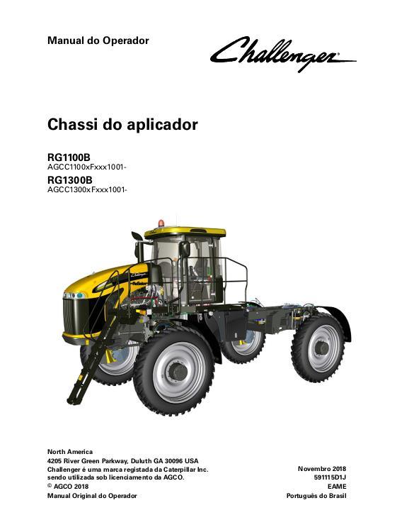 AGCO RG1100B RG1300B Rogator (chassis, tier 3) Operator Manual 591115D1J Portuguese