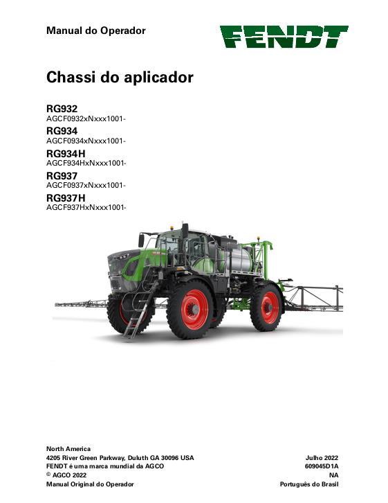 AGCO RG932 RG934 RG934H RG937 RG937H (chassis tier 3 eff Nxxx1001) Operator Manual 609045D1A Portuguese