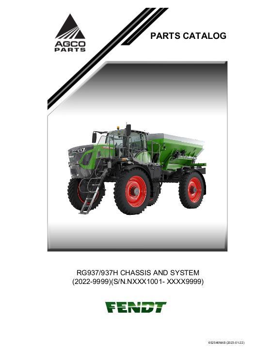 AGCO RG937 937H Chassis AND SYSTEM (2022-9999) (S N.NXXX1001- XXXX9999) Parts Book 652546NAB English