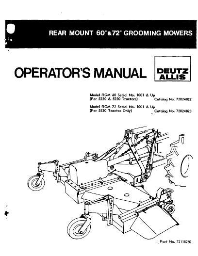AGCO RGM60 RGM72 Mower Operator Manual 72118220 English