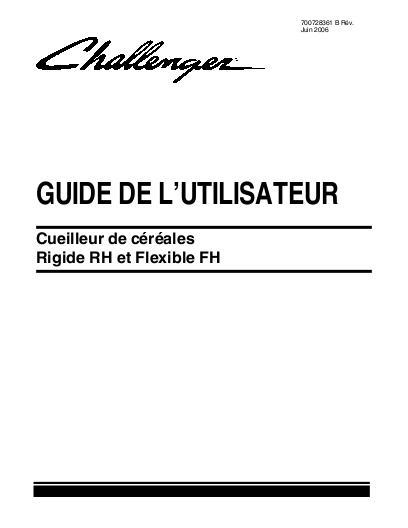 AGCO RH & FH Grain Header Operator Manual 700728361B French
