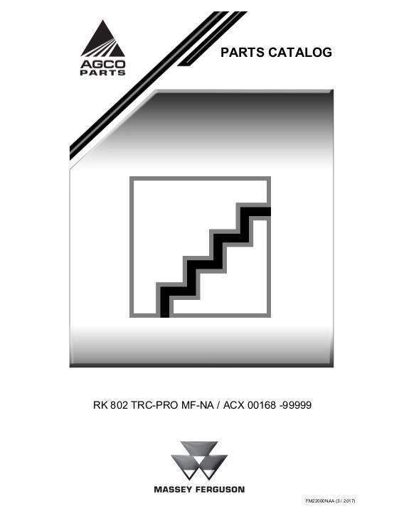 AGCO RK802 TRC-PRO Rake Parts Book FM22000NAA English