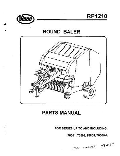 AGCO RP1210 Round Baler (series 70001 70003 70005 70005A) Parts Book 49168P English