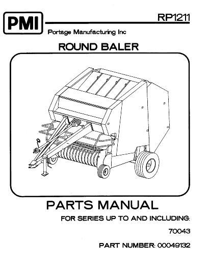 AGCO RP1211 Series Round Baler (70008, 70020, 70025, 70040-43) Parts Book 49132 English