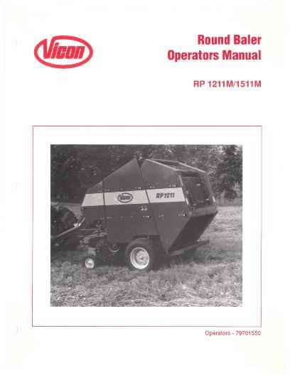 AGCO RP1211M RP1511M Round Baler (1991) Operator Manual 79701550 English