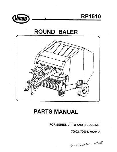 AGCO RP1510 Series Round Baler ( 70002, 70004, 70004A) Parts Book 49169P English