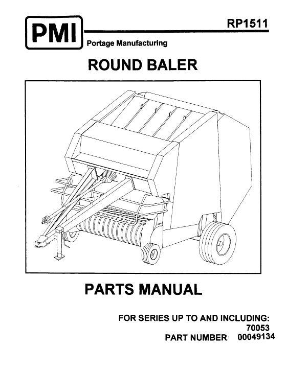 AGCO RP1511 Series Round Baler (70053) Parts Book 49134 English