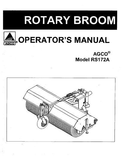 AGCO RS172A Rotary Broom Operator Manual 4263890M1 English