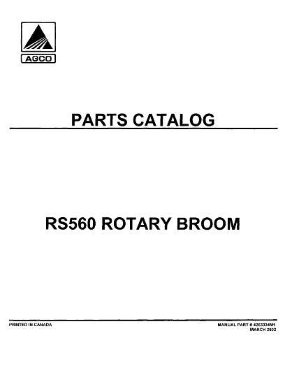 AGCO RS560 Rotary Broom Parts Book 4263334M1 English