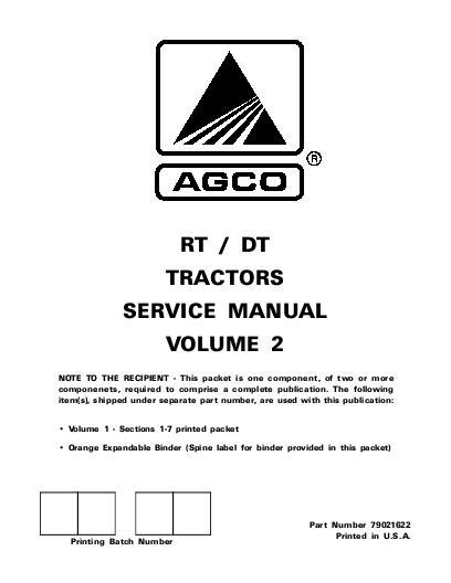 AGCO RT Series DT Series Tractor (Dyna Shift, volume 2) (packet) Service Manual 79021622 English