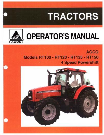 AGCO RT100 RT120 RT135 RT150 Tractor (4 spd Powershift) Operator Manual 3378494M1 English