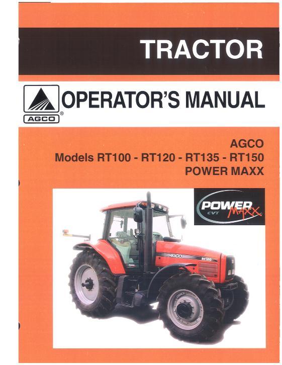 AGCO RT100 RT120 RT135 RT150 Tractor (PowerMaxx CVT) Operator Manual 3378495M1 English