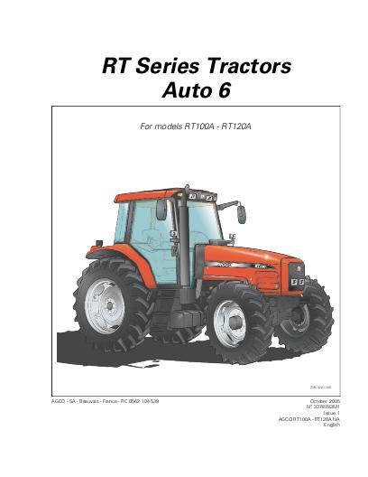 AGCO RT100A RT120A Tractor (Auto 6) Operator Manual 3378783M1 English