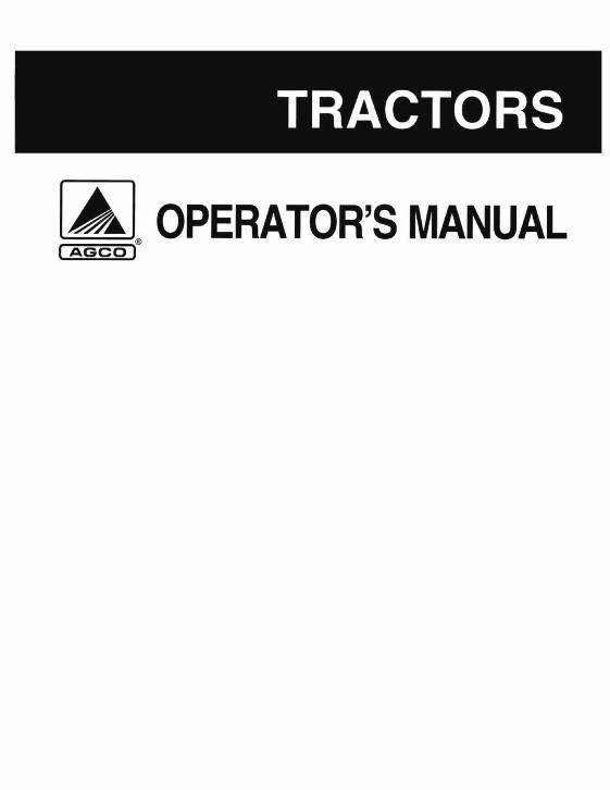 AGCO RT130 RT145 DT160 DT180 DT200 DT225 Tractor Operator Manual 79035535 English