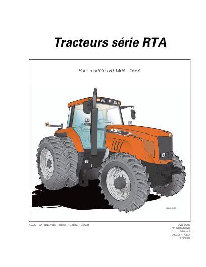 AGCO RT140A RT155A Tractor (PowerMaxx CVT, tier 3) Operator Manual 4315056M1 French