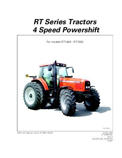 AGCO RT140A RT155A Tractor (Quadrashift, 4 spd Powershift) Operator Manual 3378813M1 English