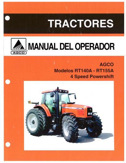 AGCO RT140A RT155A Tractor (Quadrashift, 4 spd Powershift) Operator Manual 3378814M1 Spanish