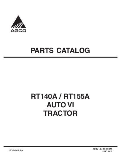AGCO RT140A RT155A Tractor (Quadrashift) Parts Book 3906003M4 English