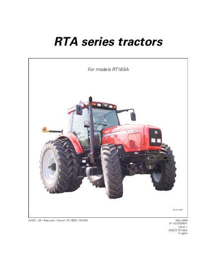 AGCO RT165A Tractor (auto 6, tier 3, eff sn R180056 - T141089) Operator Manual 4315036M1 English