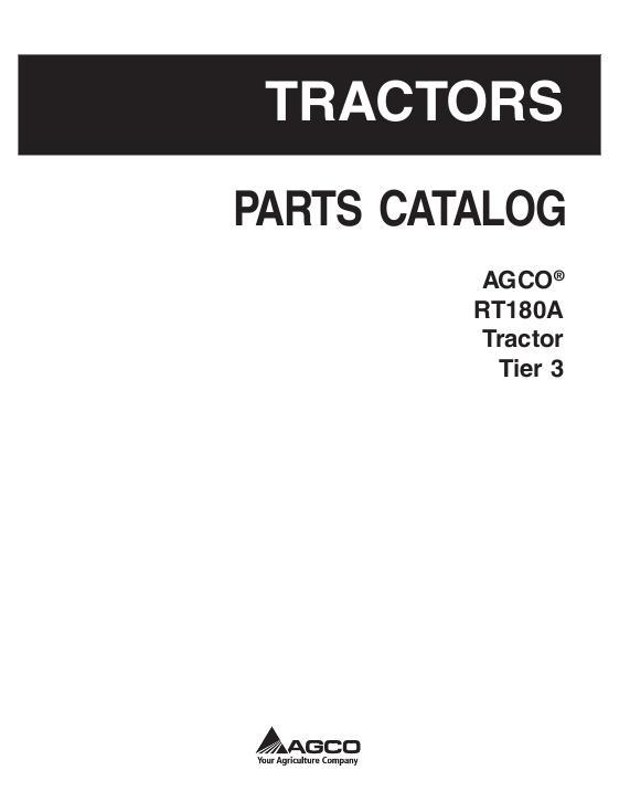 AGCO RT180A Tractor (tier 3) Parts Book 3906208M6 English