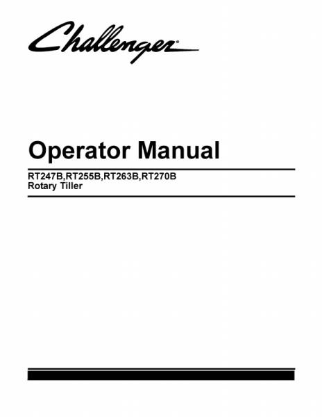 AGCO RT247B RT255B RT263B RT270B Rotary Tiller Operator Manual 79025166A English