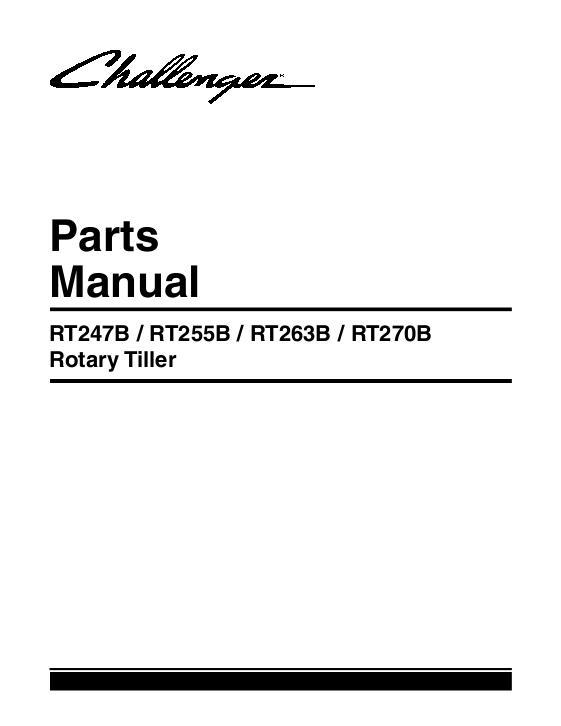 AGCO RT247B RT255B RT263B RT270B Rotary Tiller Parts Book 79026316A English