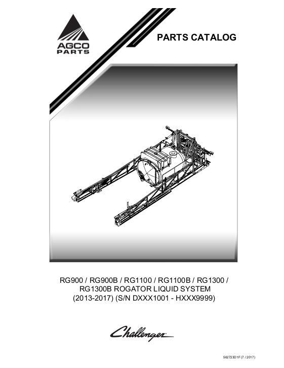 AGCO RoGator (liquid system, eff sn Dxxx1001, 2013) Parts Book 562723D1F English